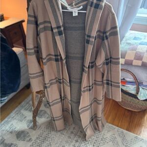 Plaid Open Front Cardigan